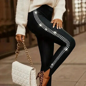 COPY - Slim Straight Rhinestone Pants/Leggings